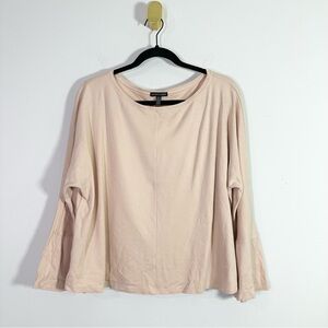 Eileen Fisher Nude Pink Crewneck Fluted Sleeve Shirt